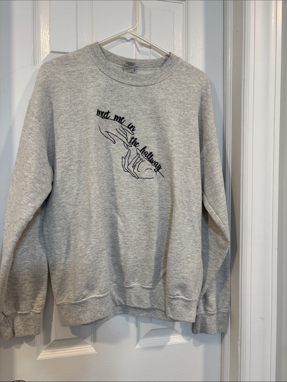 Gildan Gray Crewneck Sweatshirt with Black Hand Graphic from the Harry Styles